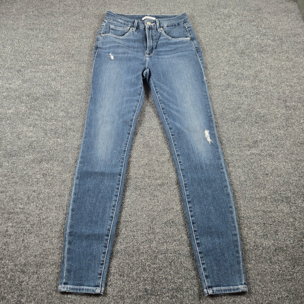 Good American Good Waist Jeans Womens 0 Blue Distressed Skinny GL899T